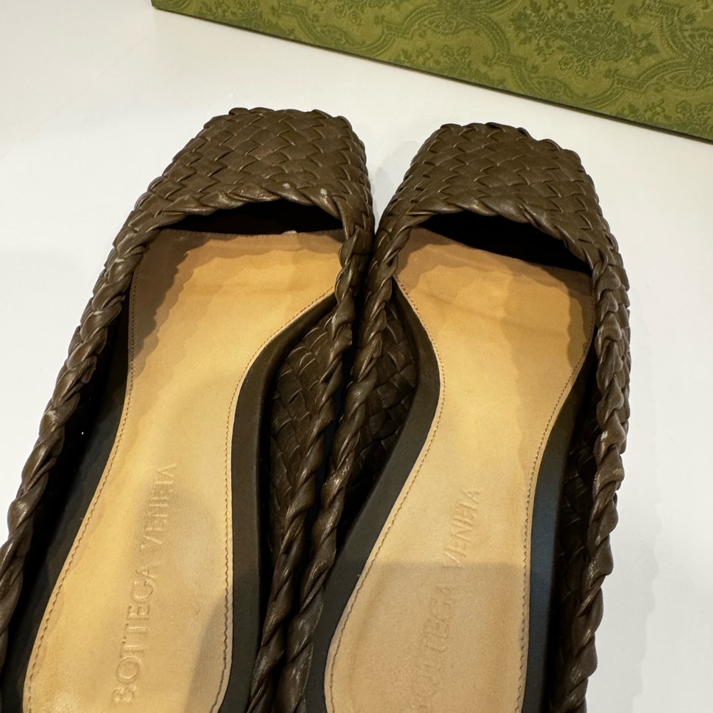 Bottega Veneta Chocolate Woven Slippers